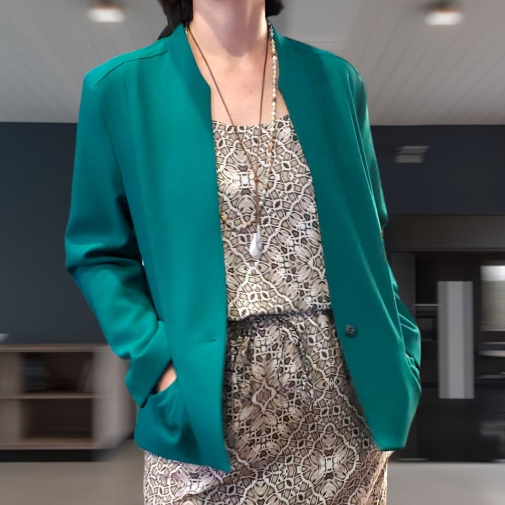 Pykettes Women's Career Blazer - Green - Vintage Made in USA - Size 16